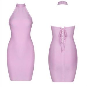 Pink bandage halter dress